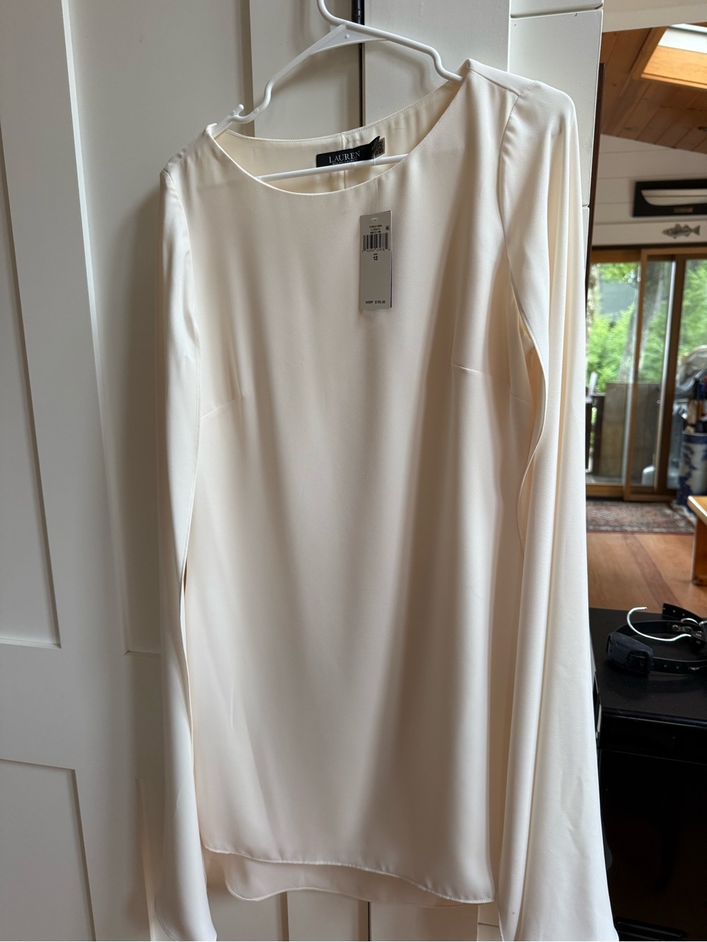 Lauren Ralph Lauren Ivory Long-Sleeve Shift Dress